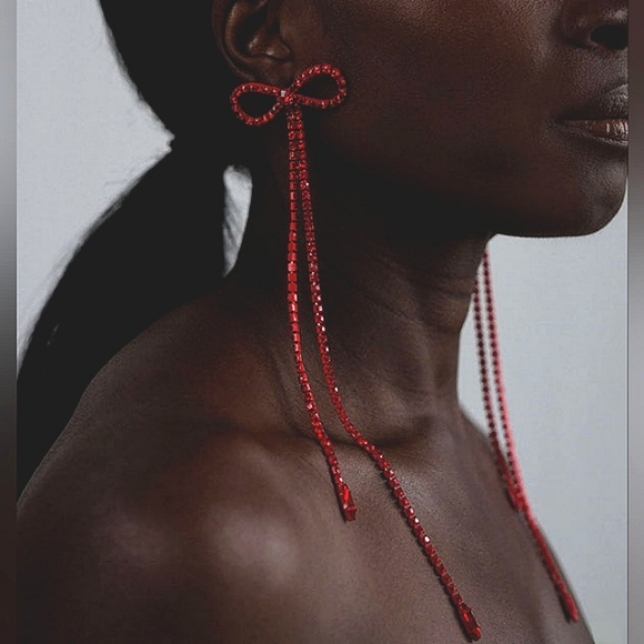 Red Bow Earrings 30$